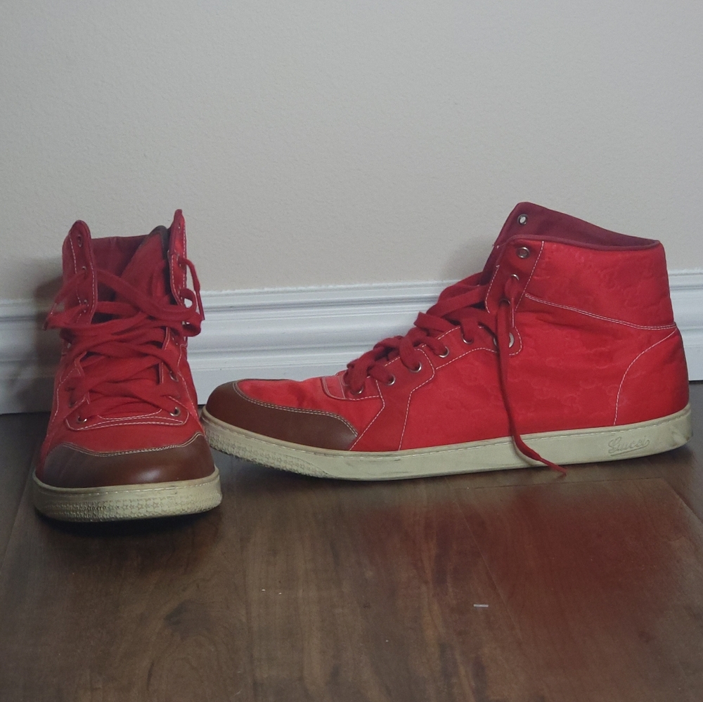 Gucci Men's Red High Top Shoes